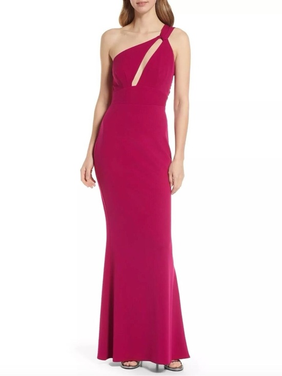 Katie May Dresses & Skirts - Katie May Edgy Pink Magenta Fuchsia One-Shoulder Maxi Dress NWT, L